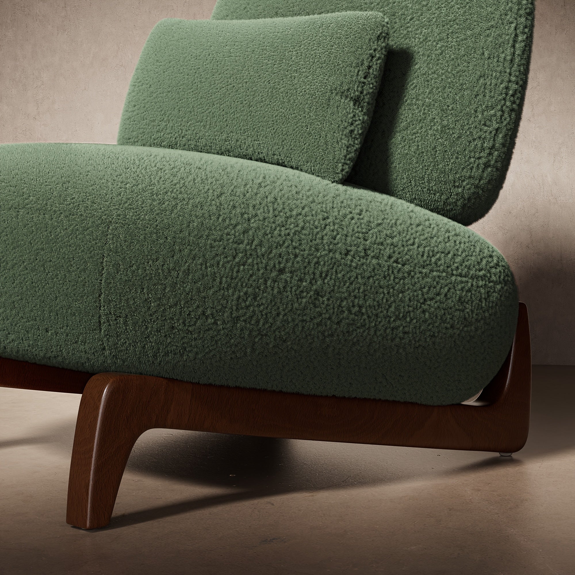 Morden Fort 3pcs Cloud Couch Set, Modern Boucle Sofa Set with Crescent Wood Legs, Light Beige-Friendly Minimalist Upholyster Comfy Couch Sofa for Living Room, 3-Seater And 2 Chairs, Off White\u002FGreen\u002FMix