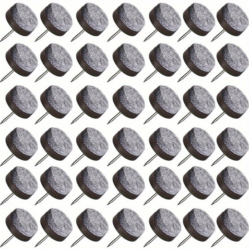 50pcs Felt Chair Leg Gliders with 20mm Metal Slide Nails - Non-Slip Floor Protectors for Wooden Chairs & Tables, Scratch-Proof Pads + Storage Box, Furniture Floor Protection for Hardwood, Tile, Carpet, Chair Leg Floor Protectors