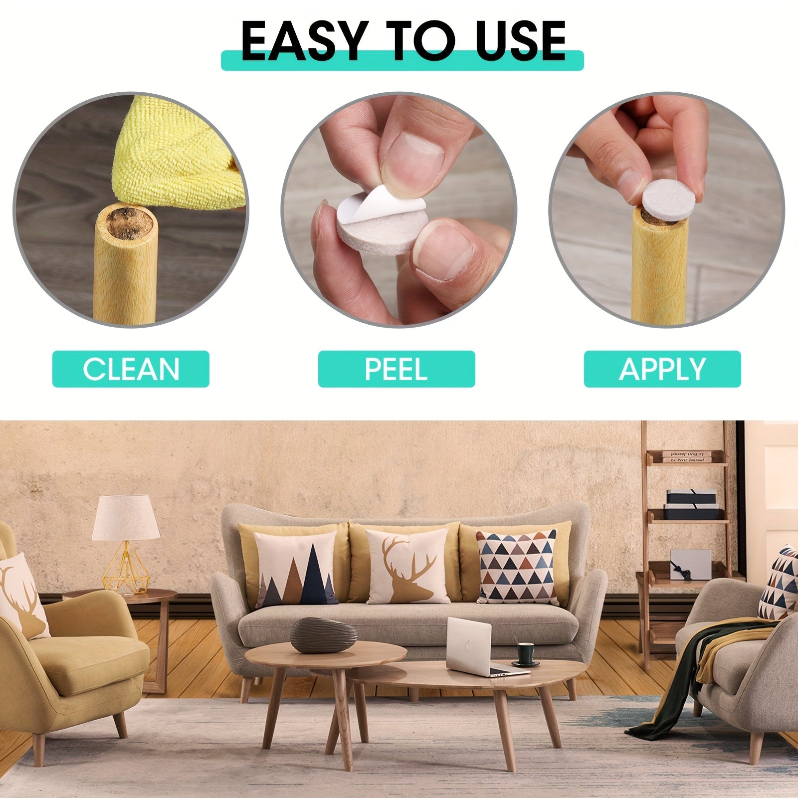 HAUSHOF 110pcs Self-Adhesive Felt Furniture Pads with Storage Box - Anti-Scratch Hardwood Floor Protectors for Chair Legs and Furniture Feet, Includes 10pcs 8\