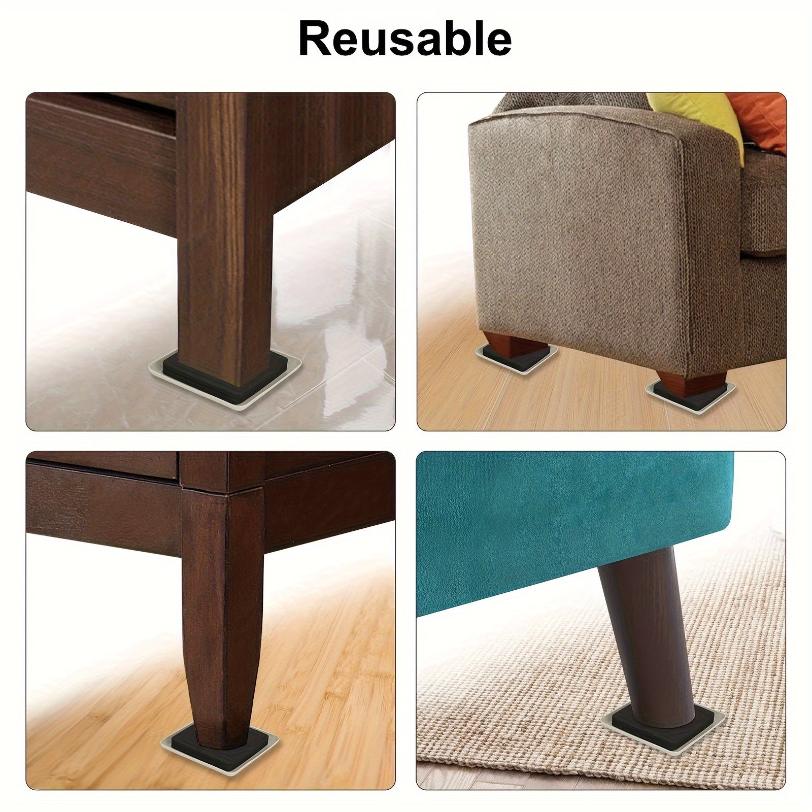 12pcs Furniture Foot Pads, 3.5inch Felt Furniture Sliders, Reusable Furniture Movers, for Carpet, Hardwood, Laminate, Tile