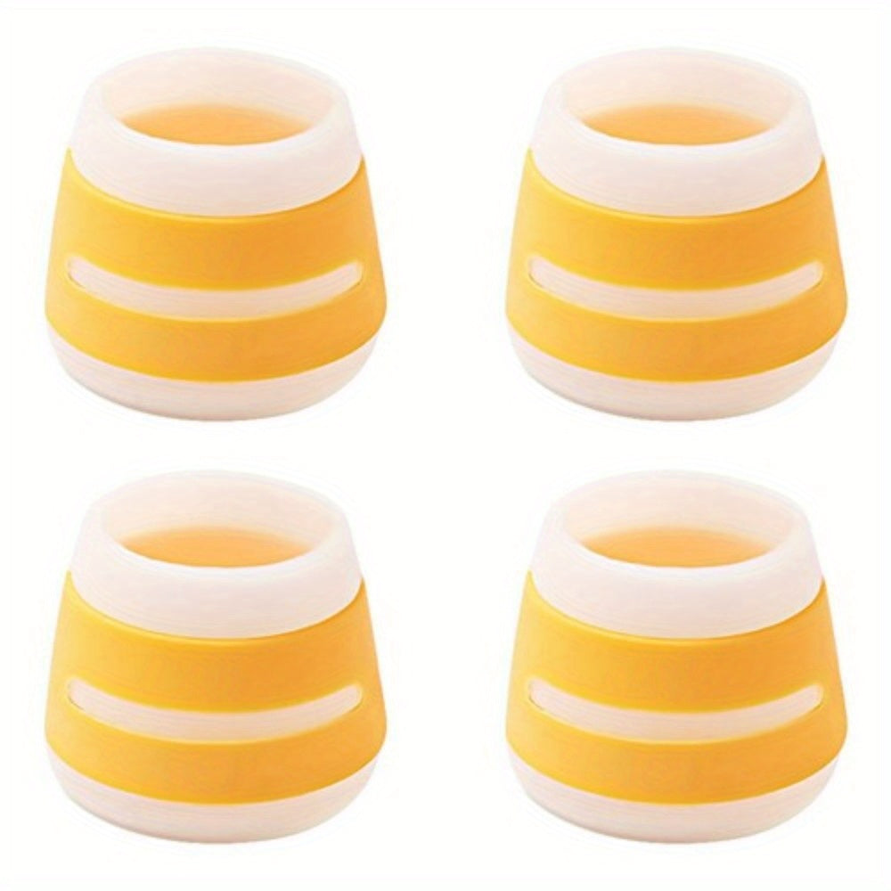 Upgraded Plastic Chair Leg Floor Protectors with Non-Slip Silicone Felt Pads - Multi-Color (Beige, Teal, Orange, Yellow) for Hardwood Floors, Furniture Sliders, Scratch Prevention & Floor Protection