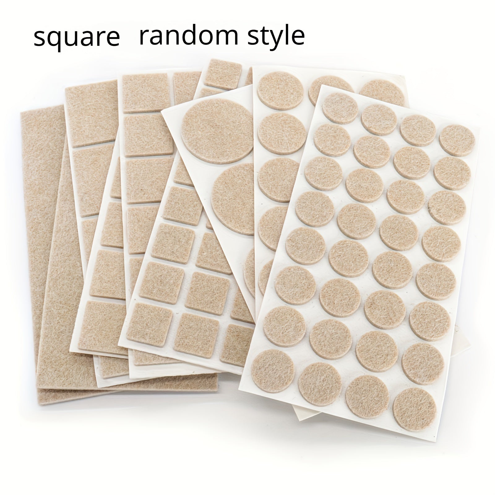 72pcs ZR Furniture Felt Pads Set, Neutral Beige, Various Sizes, Non-Slip, Metal Finish Protector, for Hardwood Floor Protection, Chair Leg Pads, Furniture And Floor