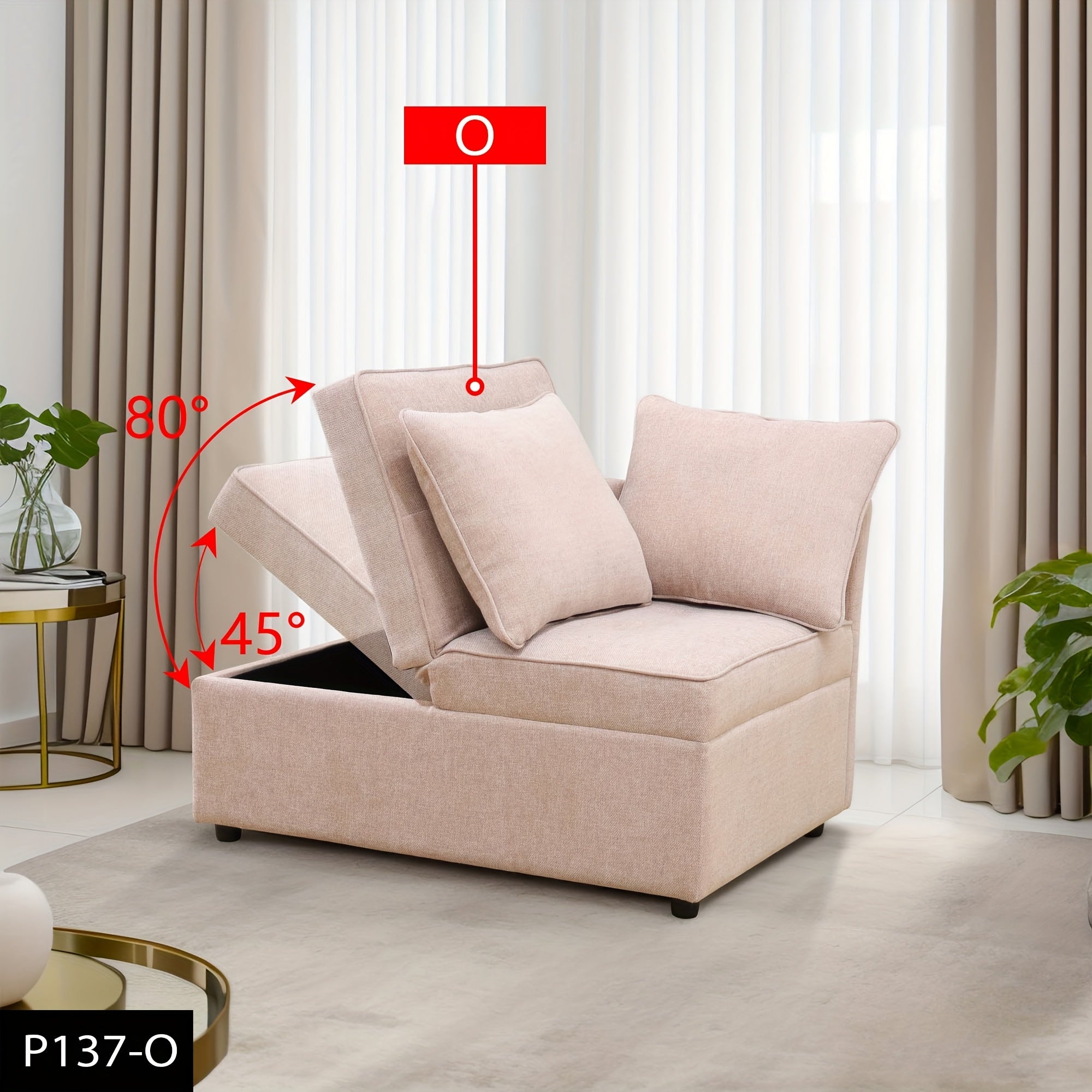 Storage Sofa, Sackcloth Living Room Adjustable Sofa, Wedge, Modern Sofa With Storage, Compact Futon For Small Spaces, Dorm, Guest Room