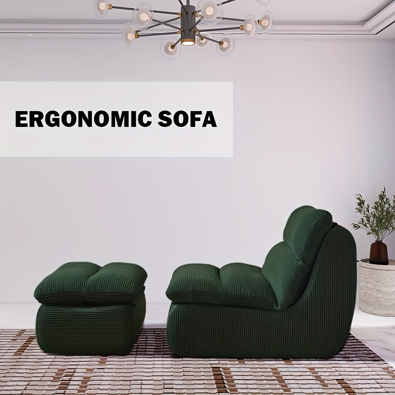 Modern Minimalist Sofa - Easy-Clean Compact Single Couch with Cushions & Footrest, Pastel - Space-Saving Living Room, Apartment, Dorm Furniture - Lightweight Portable Design for Small Spaces, Couch Furniture