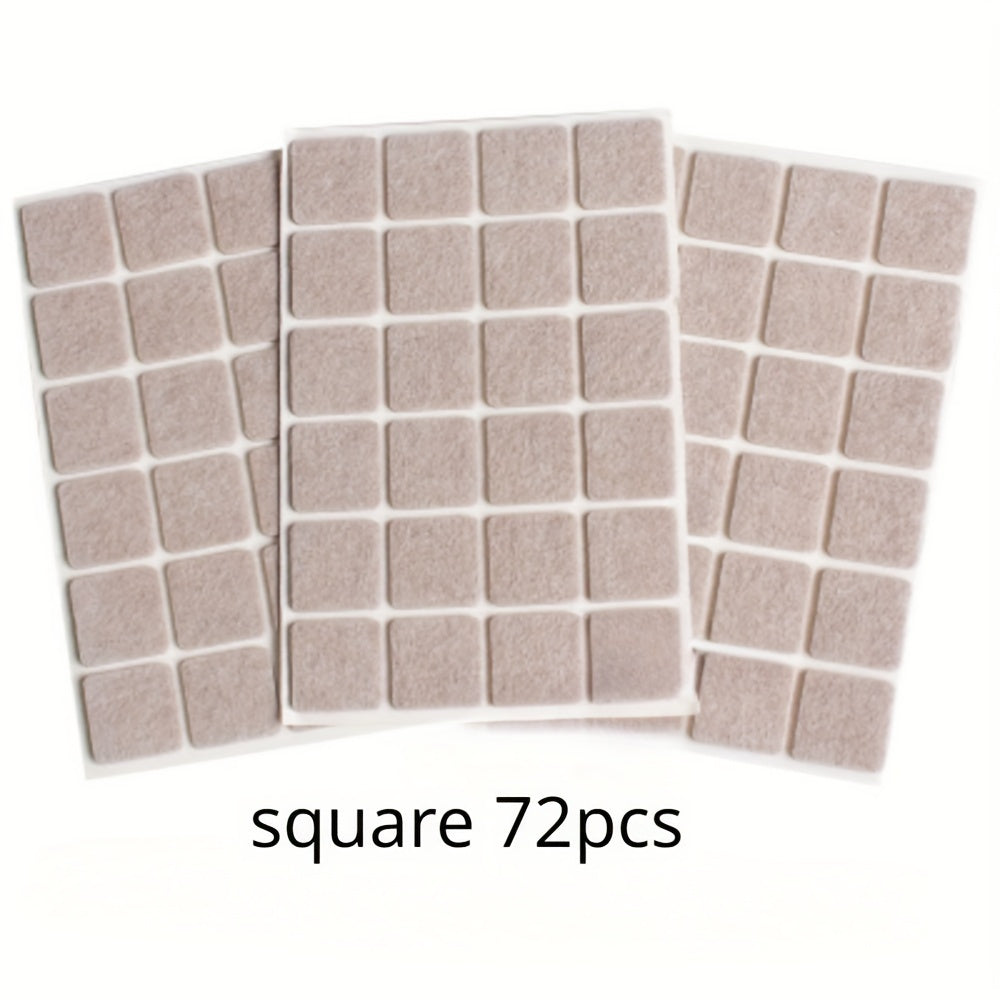 72pcs ZR Furniture Felt Pads Set, Neutral Beige, Various Sizes, Non-Slip, Metal Finish Protector, for Hardwood Floor Protection, Chair Leg Pads, Furniture And Floor