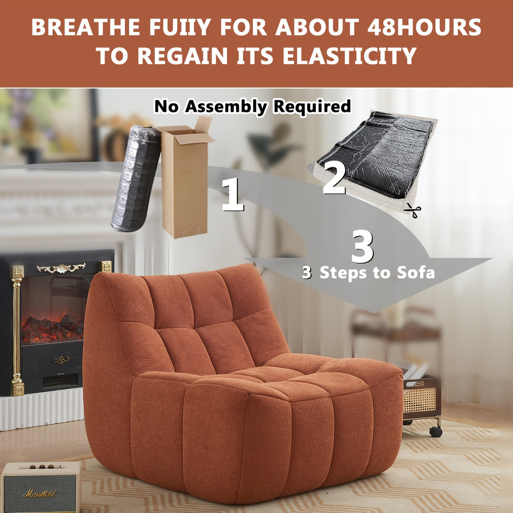 Orange Fabric Sofa Orange Fabric Sofa, Indoor Sofa Lounge Chair, Armless Floor to Ceiling Sofa, No Assembly Required, Suitable for Small Spaces\u002Fliving Rooms\u002Fbedrooms