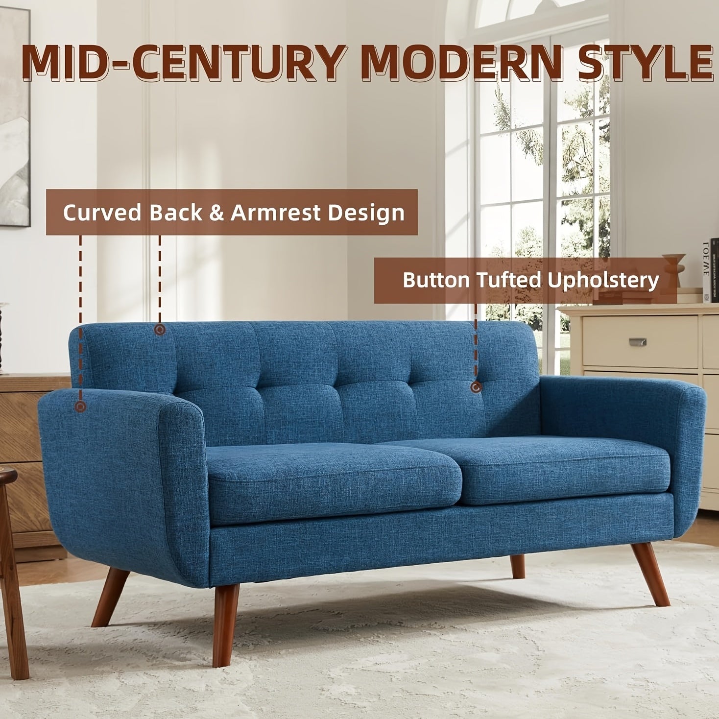Modern Loveseat Sofa Mid Century Modern Loveseat Sofa, 77\