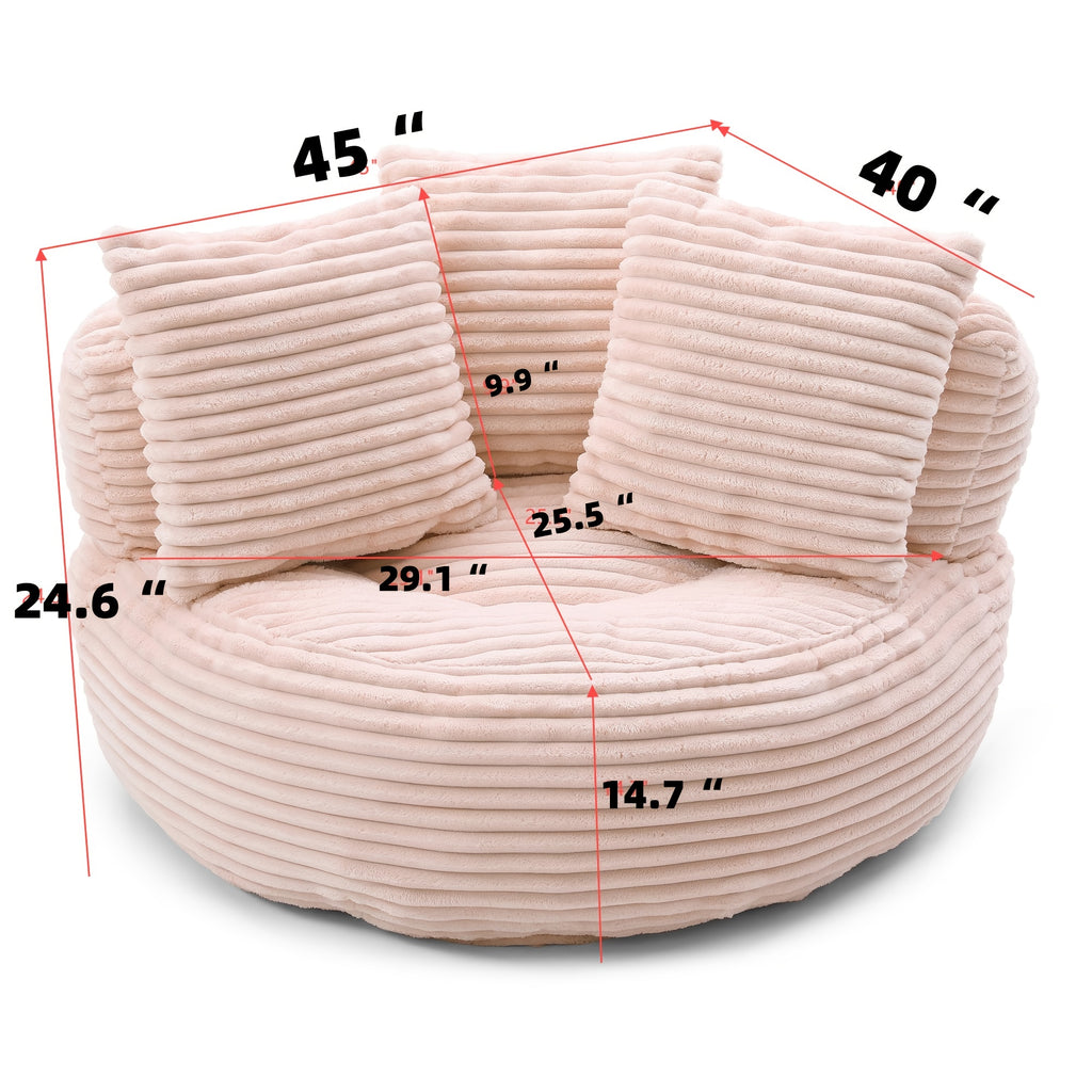 Lazy Sofa, Bean Bag Couch, Corduroy Fabric Large Chair With Filler, Stuffed Big Accent Sofa Lounge Floor Sofa For Gaming, Reading Living Room Bedroom Office