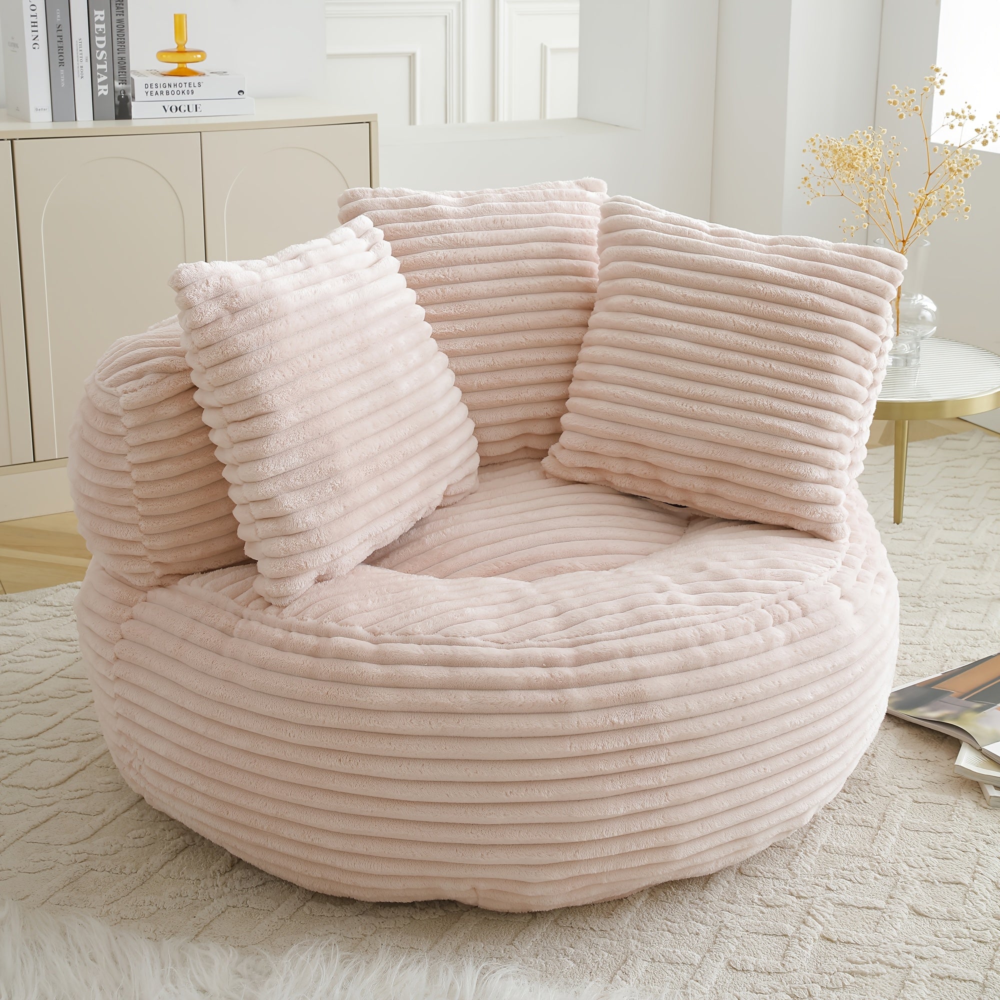 Lazy Sofa, Bean Bag Couch, Corduroy Fabric Large Chair With Filler, Stuffed Big Accent Sofa Lounge Floor Sofa For Gaming, Reading Living Room Bedroom Office