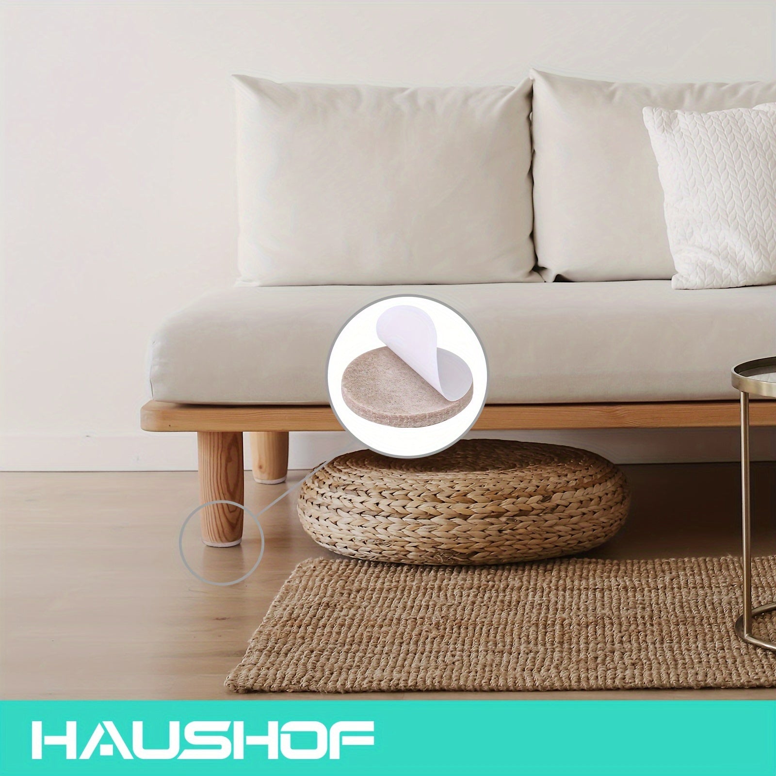 HAUSHOF 110pcs Self-Adhesive Felt Furniture Pads with Storage Box - Anti-Scratch Hardwood Floor Protectors for Chair Legs and Furniture Feet, Includes 10pcs 8\