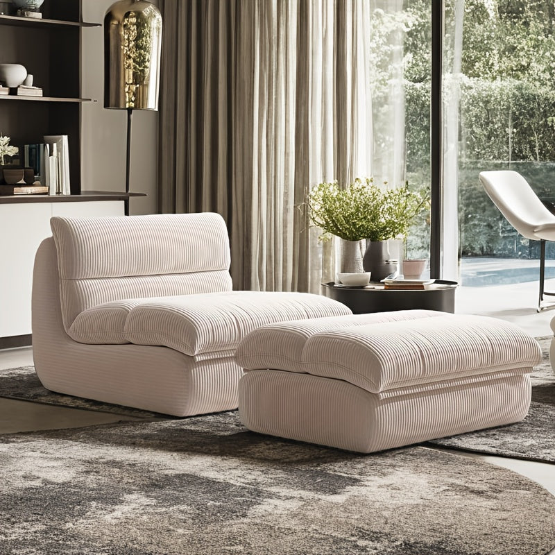 Modern Minimalist Sofa - Easy-Clean Compact Single Couch with Cushions & Footrest, Pastel - Space-Saving Living Room, Apartment, Dorm Furniture - Lightweight Portable Design for Small Spaces, Couch Furniture