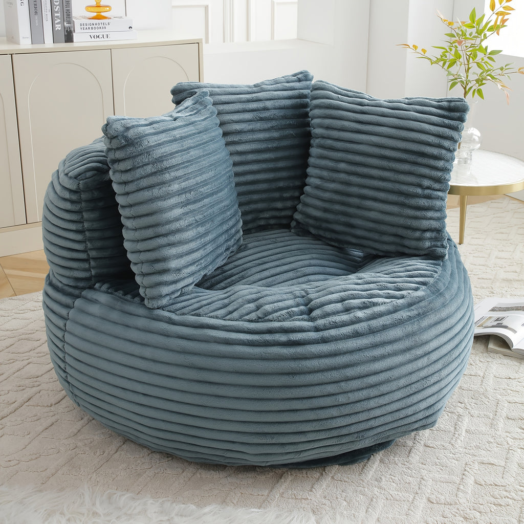 Lazy Sofa, Bean Bag Couch, Corduroy Fabric Large Chair With Filler, Stuffed Big Accent Sofa Lounge Floor Sofa For Gaming, Reading Living Room Bedroom Office