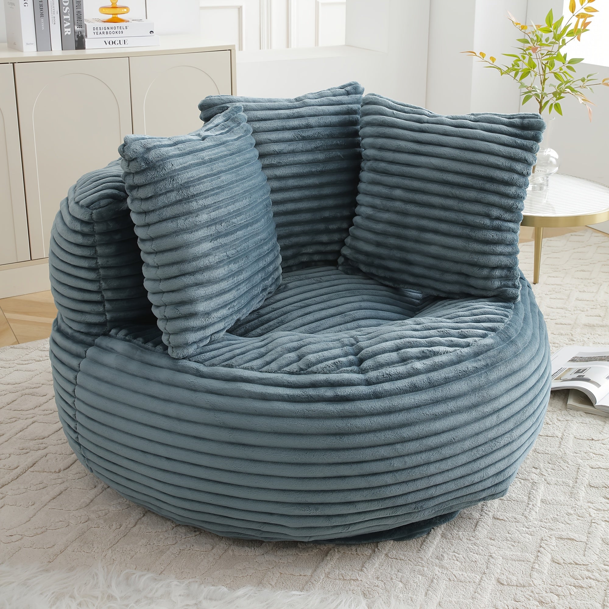 Lazy Sofa, Bean Bag Couch, Corduroy Fabric Large Chair With Filler, Stuffed Big Accent Sofa Lounge Floor Sofa For Gaming, Reading Living Room Bedroom Office