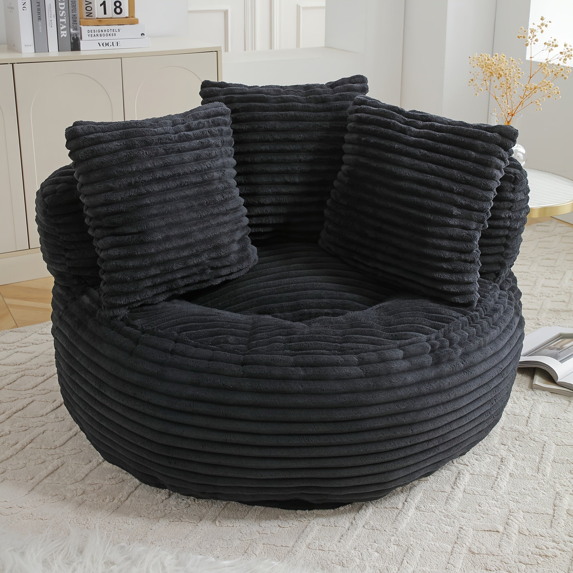Lazy Sofa, Bean Bag Couch, Corduroy Fabric Large Chair With Filler, Stuffed Big Accent Sofa Lounge Floor Sofa For Gaming, Reading Living Room Bedroom Office