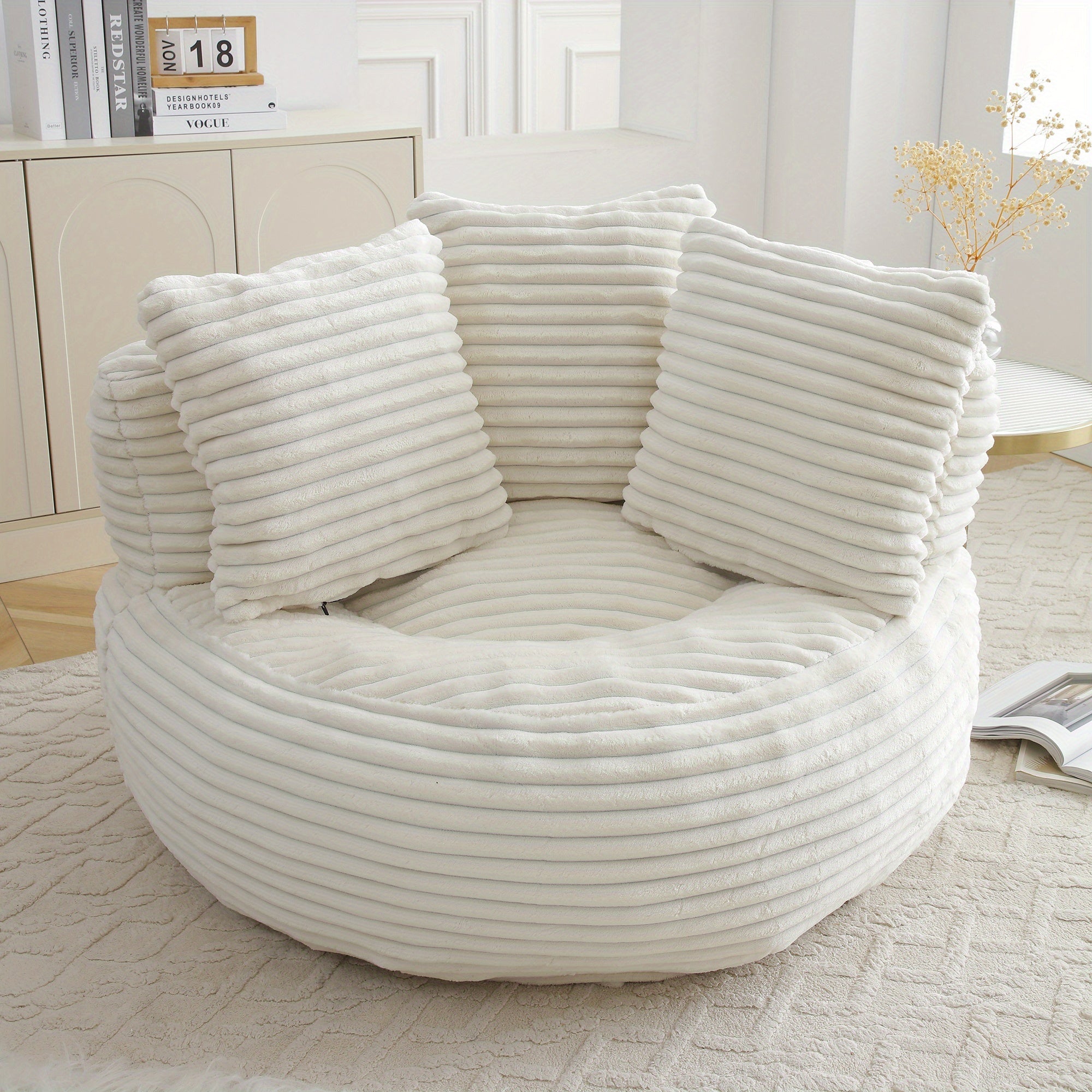 Lazy Sofa, Bean Bag Couch, Corduroy Fabric Large Chair With Filler, Stuffed Big Accent Sofa Lounge Floor Sofa For Gaming, Reading Living Room Bedroom Office