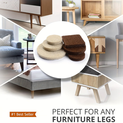 133pcs Premium Felt Furniture Pads - Non-Slip Floor Protectors for Hardwood & Laminate, Brown & Beige, Stackable Design, Durable Furniture Leg Pads for Scratch Prevention, Versatile Floor Pads, Soft Cushioning, Minimalist Design, Sturdy Construction, Furn