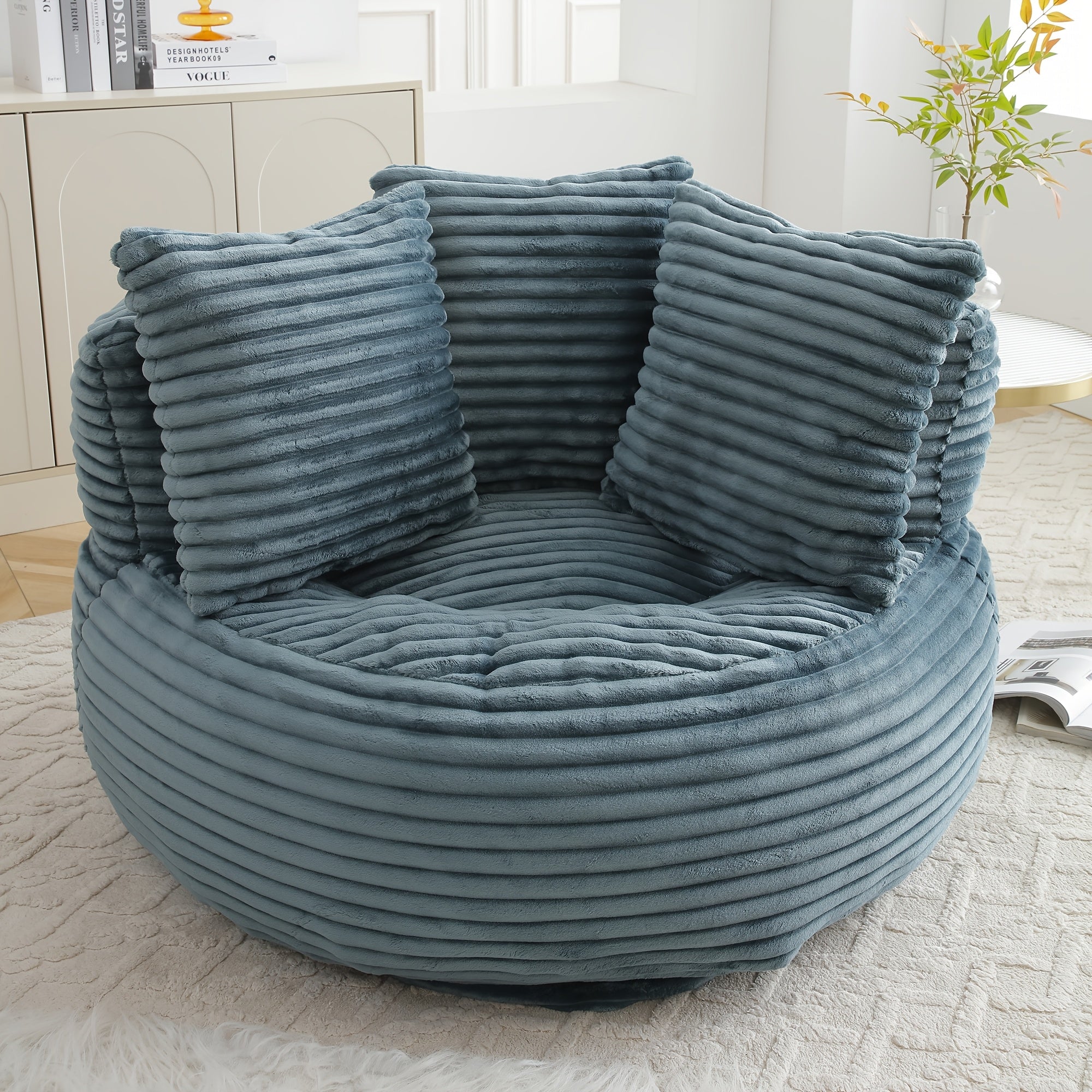 Lazy Sofa, Bean Bag Couch, Corduroy Fabric Large Chair With Filler, Stuffed Big Accent Sofa Lounge Floor Sofa For Gaming, Reading Living Room Bedroom Office