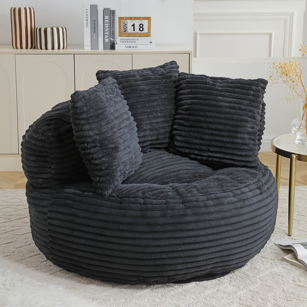 Lazy Sofa, Bean Bag Couch, Corduroy Fabric Large Chair With Filler, Stuffed Big Accent Sofa Lounge Floor Sofa For Gaming, Reading Living Room Bedroom Office