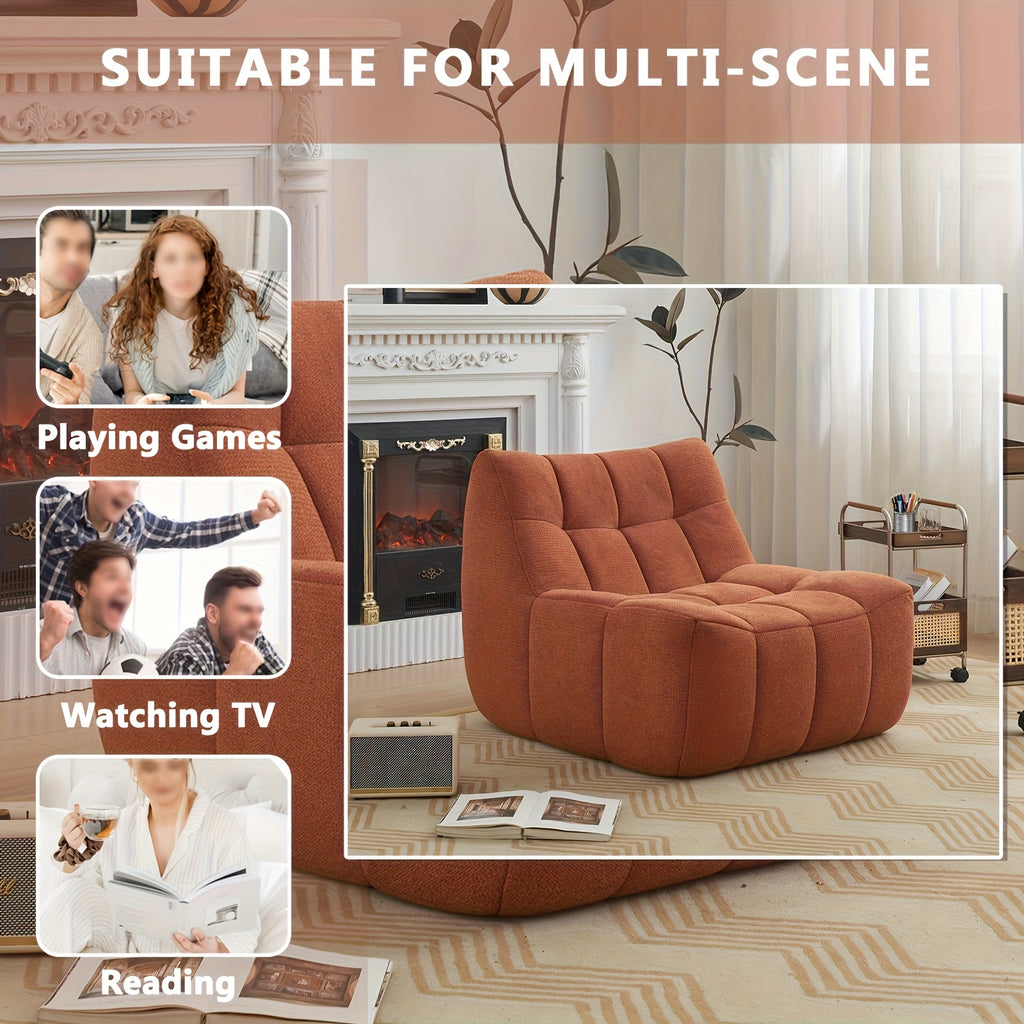 Orange Fabric Sofa Orange Fabric Sofa, Indoor Sofa Lounge Chair, Armless Floor to Ceiling Sofa, No Assembly Required, Suitable for Small Spaces\u002Fliving Rooms\u002Fbedrooms