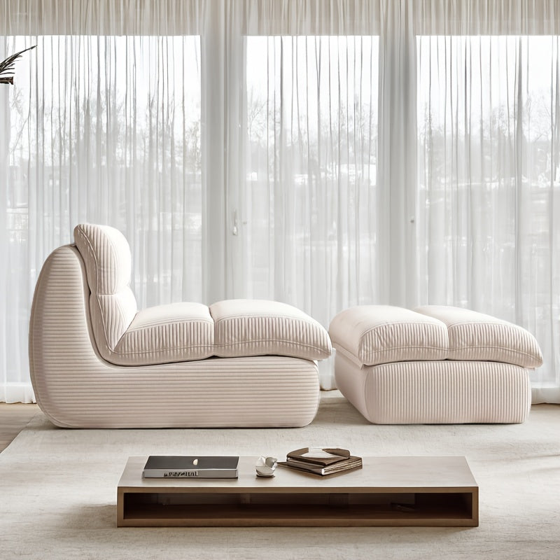 Modern Minimalist Sofa - Easy-Clean Compact Single Couch with Cushions & Footrest, Pastel - Space-Saving Living Room, Apartment, Dorm Furniture - Lightweight Portable Design for Small Spaces, Couch Furniture